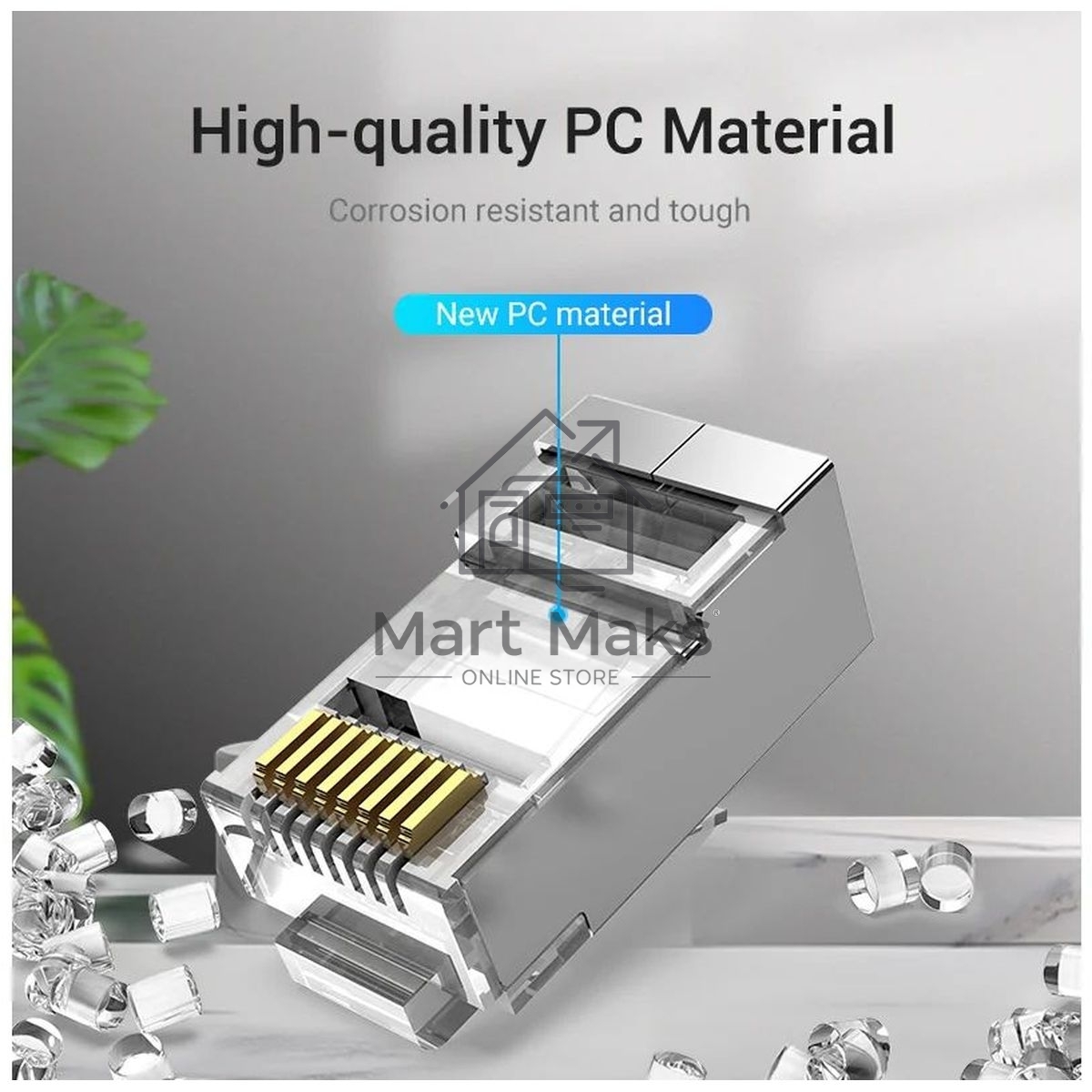 Коннектор Vention IDFR0-50 RJ45 (8p8c), FTP, cat. 6A, под витую пару, экранированный (50шт.)