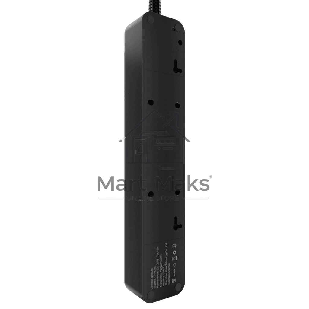 Сетевой фильтр AGNI плоский TP-FD5E-3m-black, 5 розеток Schuko, чёрный, кабель 3 метра, мощность нагрузки 4000 Вт, 16А, заземление, защита от короткого замыкания, сечение кабеля 3 х 1.5 кв.мм., размер 279x54x40 мм.
