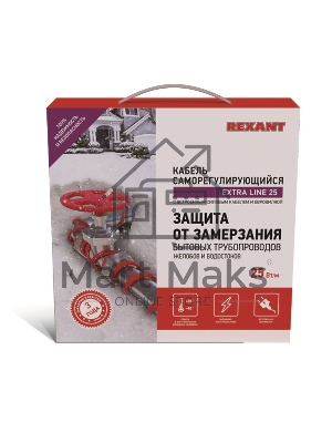 Греющий саморегулирующийся кабель на трубу  Extra Line 25MSR-PB 5M (5м/125Вт) Rexant