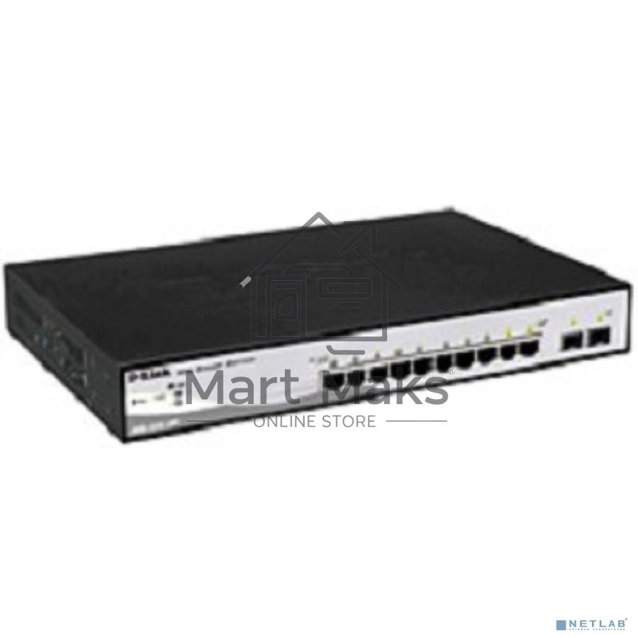 Управляемый коммутатор D-Link DGS-1210-10P/ME 2 уровня с 8 портами 10/100/1000Base-T с поддержкой PoE и 2 портами 1000Base-X SFP