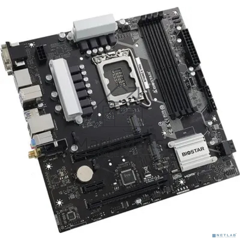 Материнская плата Biostar B760MZ-E PRO, LGA 1700, Intel B760, 4xDDR5, 4xSATA, 2xM.2, 1xPCIe 4.0 x16, 1xPCIe 3.0 x4, 1xPCIe 3.0 x1, 1xHDMI, 1xDP, 1xDVI, 1xVGA, 1x 2.5Gb LAN, 3xUSB-A 3.2 Gen 1, 2xUSB-A 2.0, 1xUSB-C 3.2 Gen 2, 3x3.5 мм, 7.1, mATX