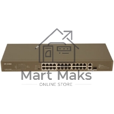 Коммутатор IP-COM F1126P-24-250W PoE неуправляемый 26-Ports 10/100 Mbps Base-TX + 1-Port 1000 Base-X SFP/24-Ports PoE (PoE бюджет 230W)