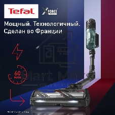 Пылесос вертикальный Tefal X-Force Flex TY9L42WO серый/зеленый, питание от аккумулятора, 150 Вт, уборка сухая, пылесборник 0.65 л