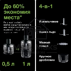Блендер погружной Braun MQ55254MBK черный, 1000 Вт, 25 скоростей, турбо