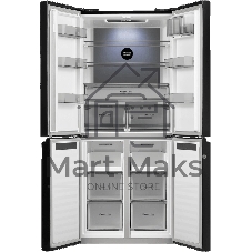 Холодильник Maunfeld MFF192NFB01 Inverter черный стекло трехкамерный 334/184л морозилка снизу, No Frost, Side by Side