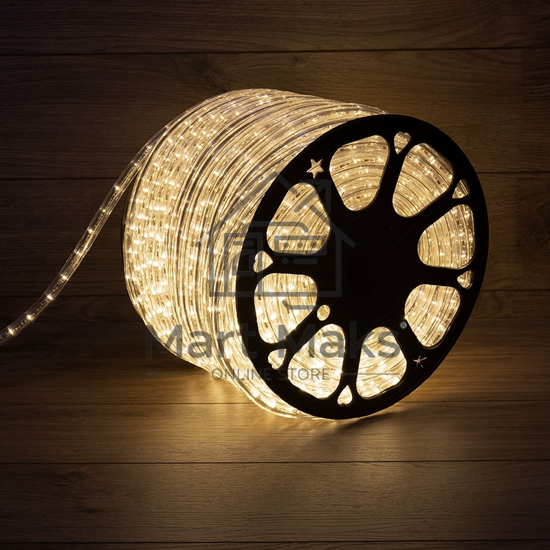 Дюралайт LED, постоянное свечение (2W) - ТЕПЛЫЙ БЕЛЫЙ, 24 LED/м Ø10мм, бухта 100м