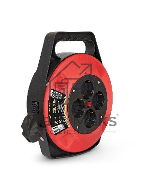 Удлинитель на катушке ExeGate EX286336RUS Master ECS-1-1B (4 евророзетки с заземлением, 10м, защита от детей, защита от перегрузки, 3х1,0мм2, 10А/2.2кВт)