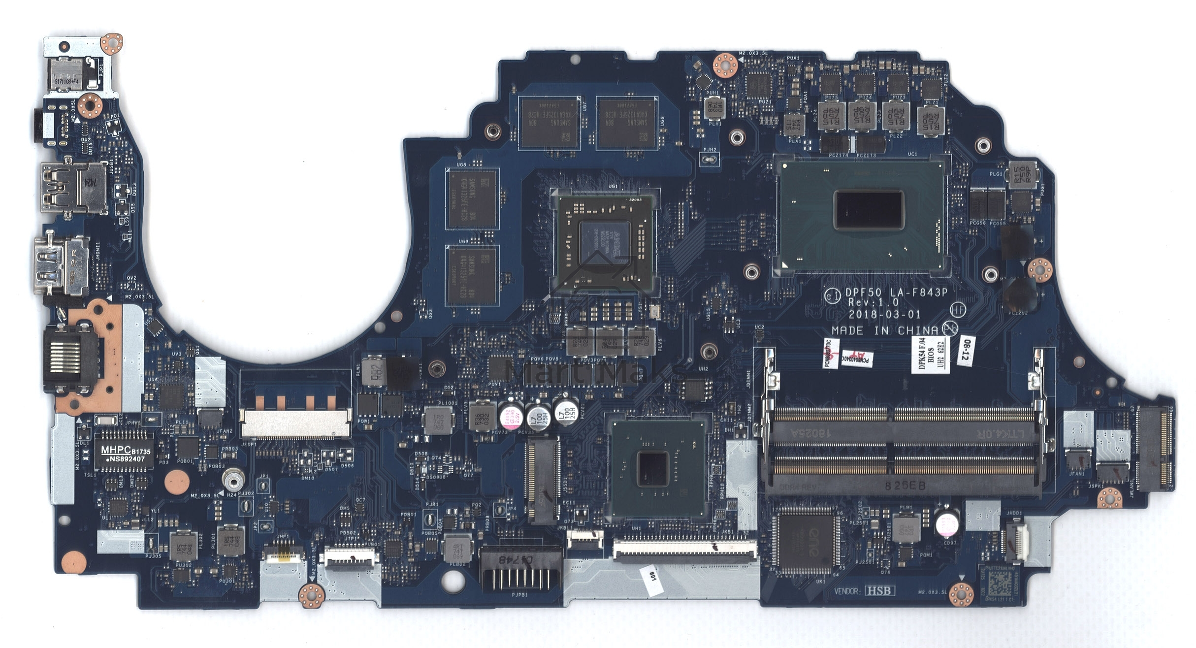 Материнская плата LA-F843P i5-8300H RX560 V2G для игр HP 15-CX 15-CX000