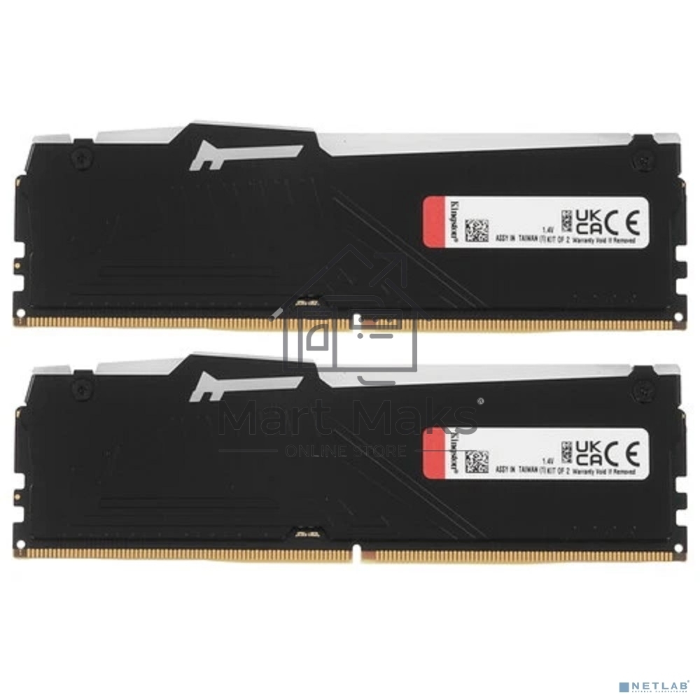 Оперативная память Kingston Fury Beast, DDR5, 16GB (2x8GB), 6000MHz, CL30, DIMM, с радиаторами, RGB, черный