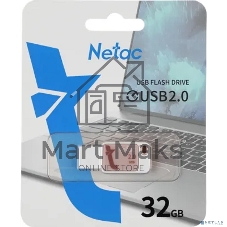 Флешка USB Netac UA31 NT03UA31N-032G-20PK), 32Gb, USB 2.0, R/W 110/45, розовый/белый