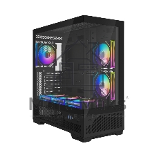 Корпус ПК без блока питания Case SAMA V43 Black, Midi-Tower, TG, 6x120mm ARGB, 2xUSB 3.0 + 1xUSB 3.2 Type-C, ATX, mATX, mITX Black