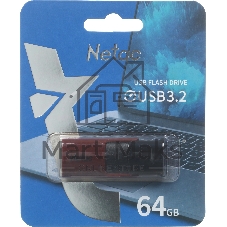Флешка USB Netac U182 (NT03U182N-064G-32RE), 64Gb, USB 3.0, R/W 70/30, красный/черный