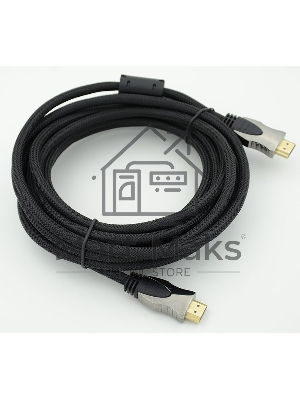 Кабель HDMI Ver.1.4 Gray jack HDMI(19pin)/HDMI(19pin) (5м) феррит.кольца позолоченные контакты