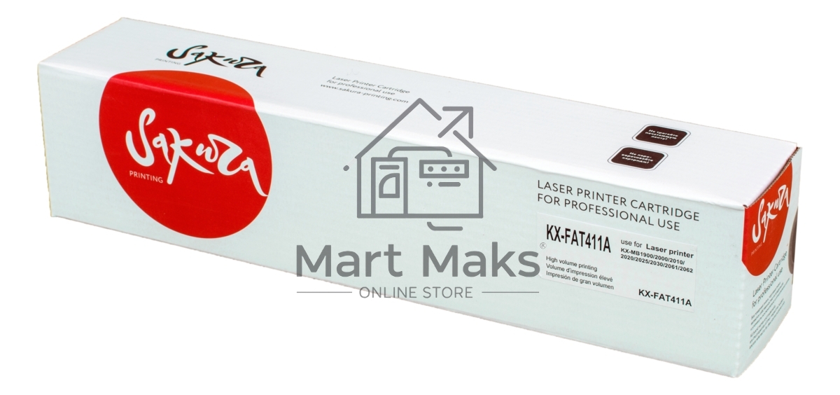 Картридж Sakura KXFAT411А для Panasonic KX-MB1900, KX-MB2000, KX-MB2020, KX-MB2030, KX-MB2051, KX-MB2061, черный, 2000 к.