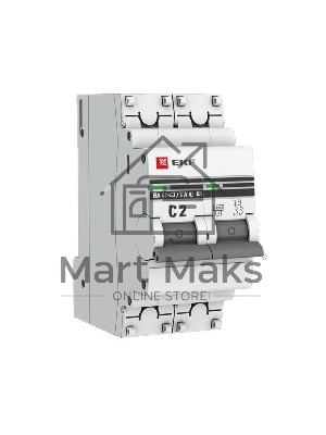 Выключатель автоматический модульный 2п C 2А 4.5кА ВА 47-63 PROxima EKF mcb4763-2-02C-pro