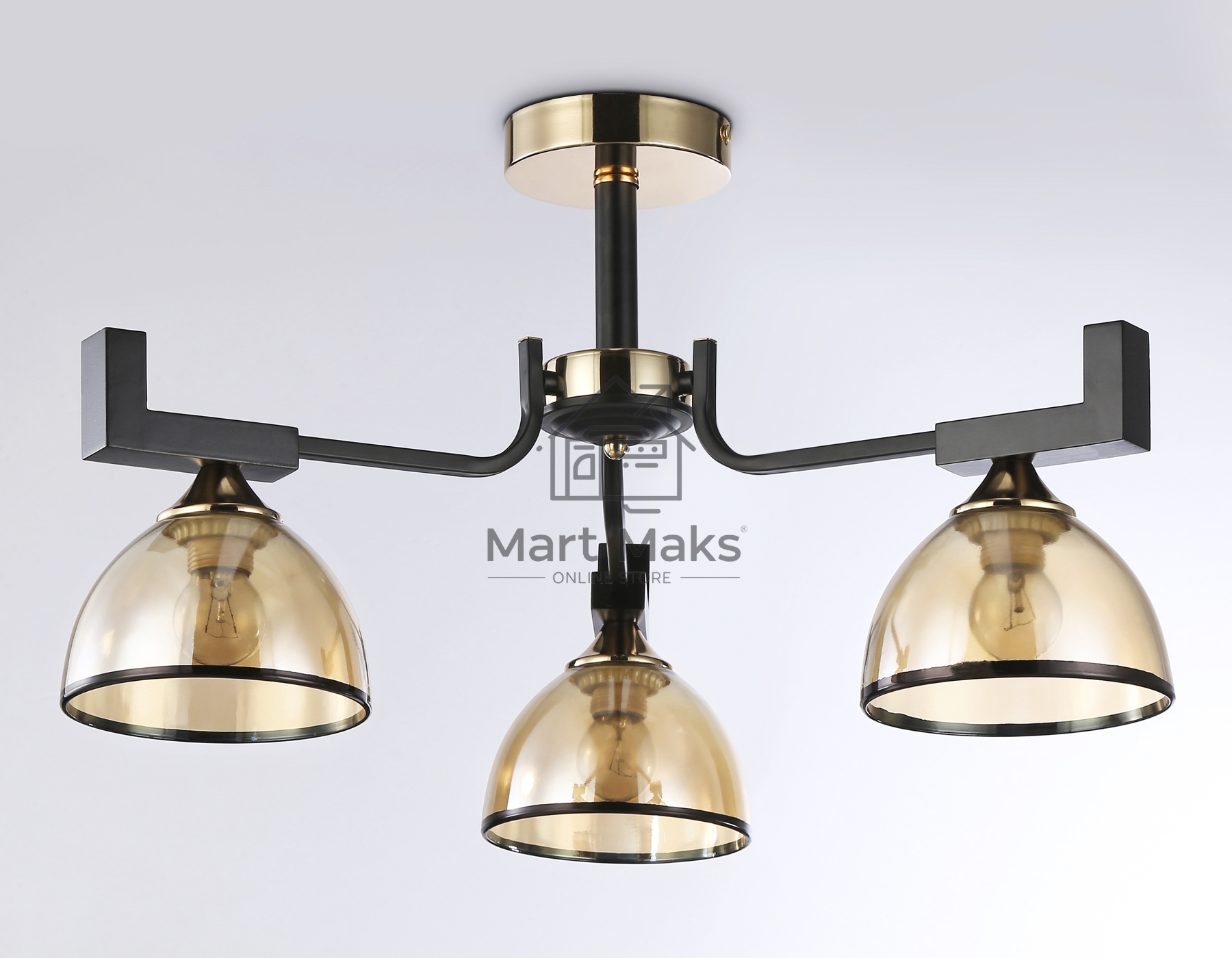 Светильник Ambrella light TR9098/3 BK/GD/TI черный/золото/янтарь E27*3 max 40W D600*316