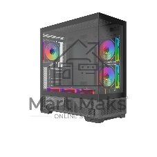 Корпус ПК без блока питания Case SAMA V43 Black, Midi-Tower, TG, 6x120mm ARGB, 2xUSB 3.0 + 1xUSB 3.2 Type-C, ATX, mATX, mITX Black