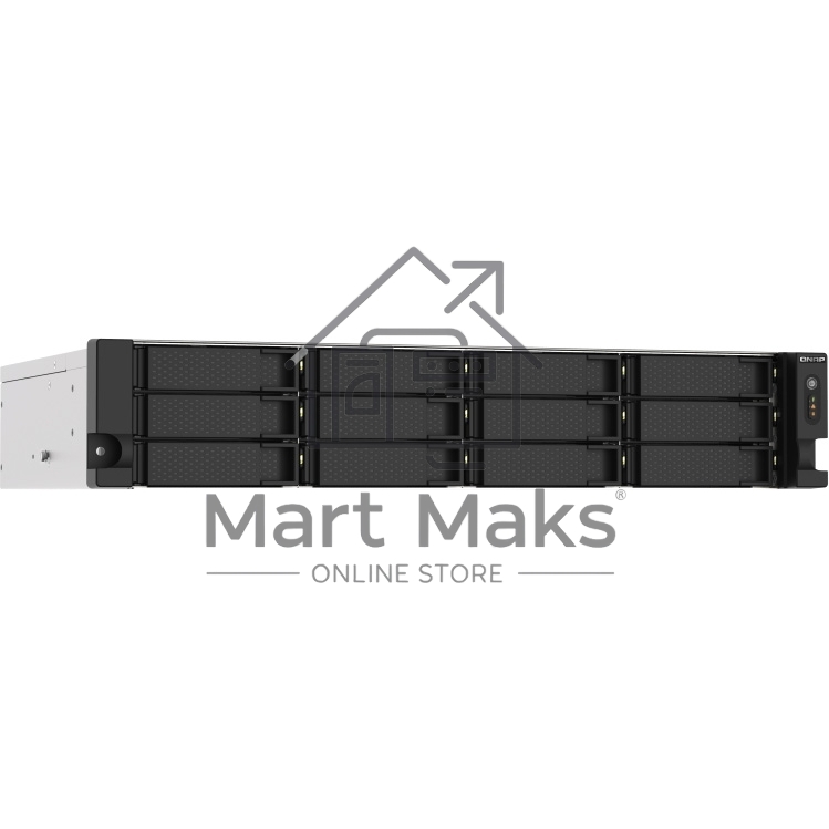 Сетевое хранилище без дисков SMB QNAP TS-1273AU-RP-8G NAS 12 HDD trays, 2x 2.5 GbE, rackmount, 2 PSU. 4-core AMD V1500B2,2 GHz, RAM 8 GB (8 GB UDIMM DDR4 (1 x 8 GB) up to 32 GB (2 x 16 GB)). W/o rail kit RAIL-B02