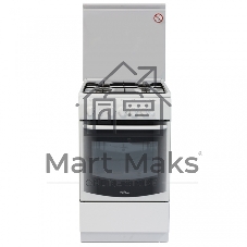 Плита газовая De Luxe 5040.44Г (КР) ЧР белый, конфорок 4 шт, духовка 46 л, 50 см x 85 см x 50 см