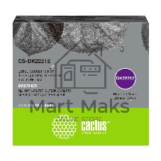 Картридж ленточный Cactus CS-DK22212 62 мм, черный шрифт, белый фон, 15.24 м для Brother P-touch QL-500, QL-550, QL-700, QL-800 Картридж ленточный Cactus CS-DK22212 62 мм, черный шрифт, белый фон, 15.24 м для Brother P-touch QL-500, QL-550, QL-700, QL-800