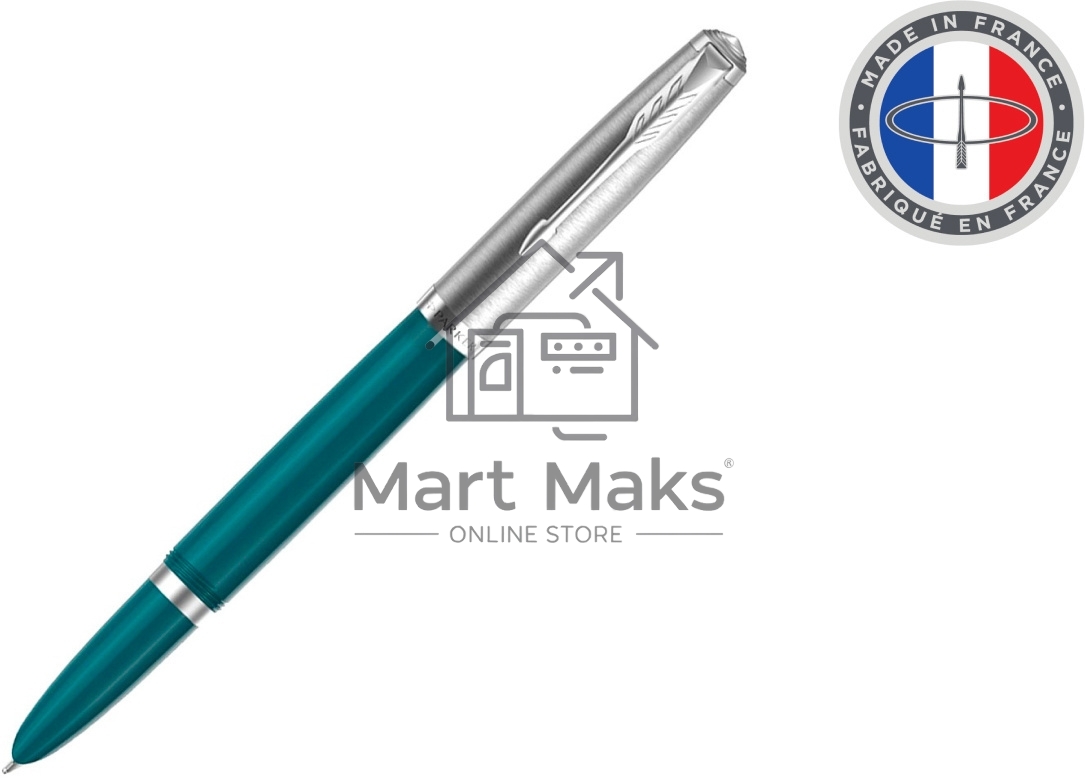 Ручка перьевая Parker 51 Core (CW2123506) Teal Blue CT F сталь нержавеющая, подарочная коробка