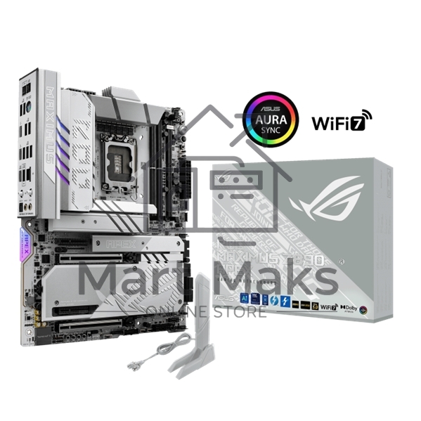 Материнская плата ASUS ROG MAXIMUS Z890 APEX, LGA 1851, Intel Z890, 2xDDR5, 4xSATA, 4xM.2, 1xPCIe 5.0 x16, 1xPCIe 5.0 x8, 2xUSB-C Thunderbolt 4, 1xUSB-C 20Gbps, 4xUSB-A 10Gbps, 4xUSB-A 5Gbps, 1x 5Gb LAN, 2x3.5 мм, 7.1, ATX