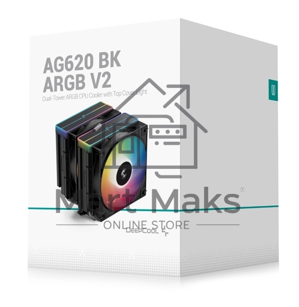 Кулер для процессора DEEPCOOL AG620 BK ARGB V2 черный 120мм алюминий+медь 1850rpm 29.4db 4-pin 260W 157мм