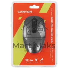 Мышь беспроводная Canyon MW-9 серый, 1600 dpi, радиоканал, Bluetooth, USB, кнопки - 6