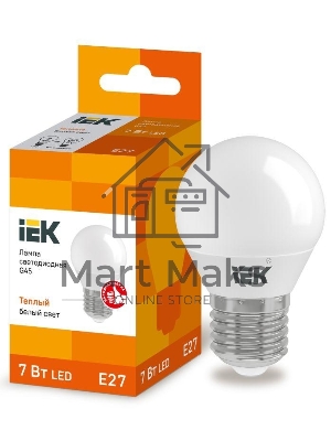 Лампа cветодиодная Iek LLE-G45-7-230-30-E27 ECO G45 шар 7Вт 230В 3000К E27 IEK