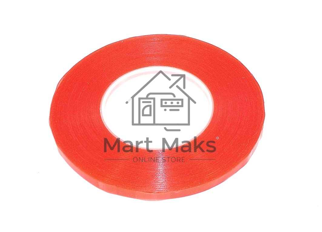 Скотч 3M 57744 двусторонний прозрачный с красной защитной лентой, ширина 5мм 50м