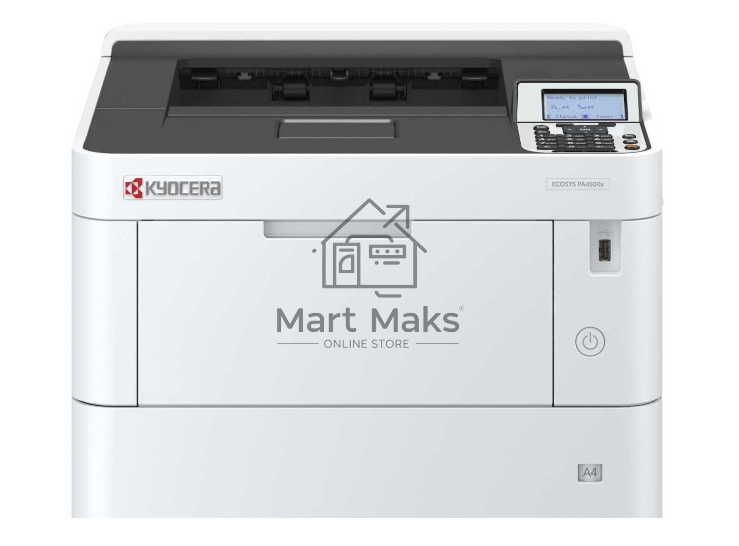 Принтер лазерный Kyocera Ecosys PA4500x (110C0Y3NL0), A4, ч/б, печ. до 45 стр/мин., 1200 x 1200 dpi, USB, RJ-45, Air Print, Mopria