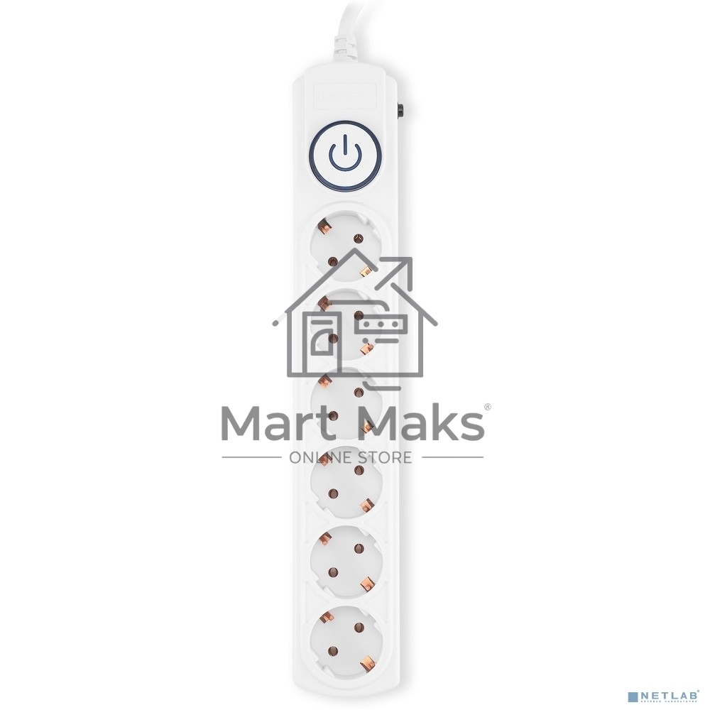 Сетевой фильтр Ippon BK-6-EU-5-10-W 5м (6 розеток) белый (коробка)