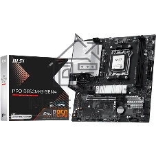 Материнская плата MSI PRO B850M-B GEN4, AM5, AMD B850, 2xDDR5 (до 128 ГБ), 4xSATA, 2xM.2 (1xPCIe 5.0, 1xPCIe 4.0), 1xPCIe 4.0 x16, 1xPCIe x1, 1xHDMI, 1xDP, 1x2.5Gb LAN, 1xUSB-C 5Gbps, 3xUSB-A 5Gbps, 2xUSB-A 2.0, 3x3.5 мм, 7.1, чёрный/серебристый, mATX
