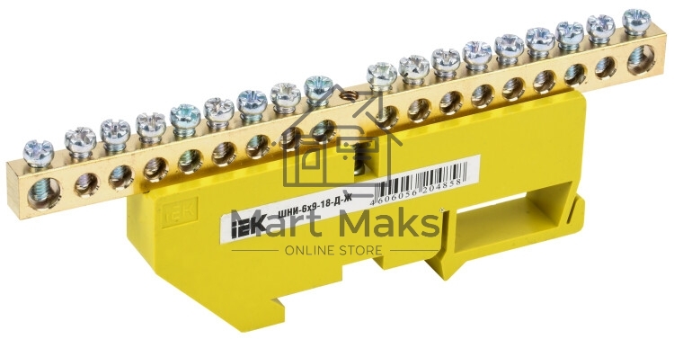 Шина IEK YNN-69-18D-5 PE земля на DIN-изол ШНИ-6х9-18-Д-Ж