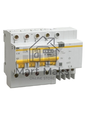 Выключатель автоматический дифференциального тока 4п C 32А 30мА тип AC 4.5кА АД-14 ИЭК MAD10-4-032-C-030