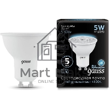 Лампа светодиодная Gauss черный 5Вт цок.: GU10 рефлек. 220B 4100K св. свеч. бел. ней. MR16 (упак.: 10 шт)