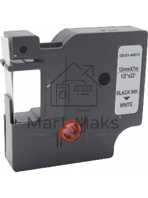 Картридж ленточный Cactus CS-D1-45013 12мм, черный шрифт, белый фон, 7м для DYMO LM 160, 210D, 280, PnP, 420P, 500 TS; Rhino Pro 6000, 5200, 4200