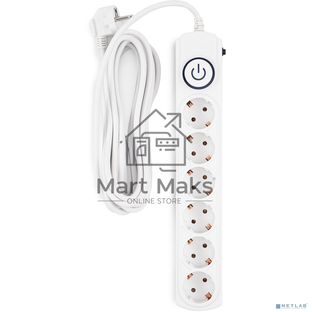Сетевой фильтр Ippon BK-6-EU-5-10-W 5м (6 розеток) белый (коробка)