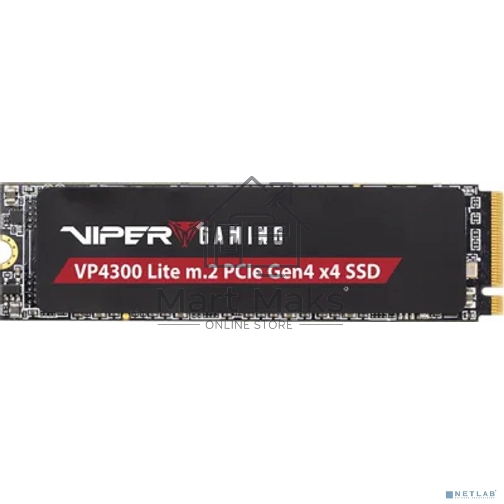 Накопитель SSD Patriot Viper VP4300 Lite, 500Gb, PCIe 4.0 x4, M.2 2280, NVMe, R/W 7000/4000, с радиатором