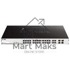 Коммутатор D-Link DGS-1210-28P/FL2A, 24×1 Гбит/с + 4×1 Гбит/с Combo, настраиваемый