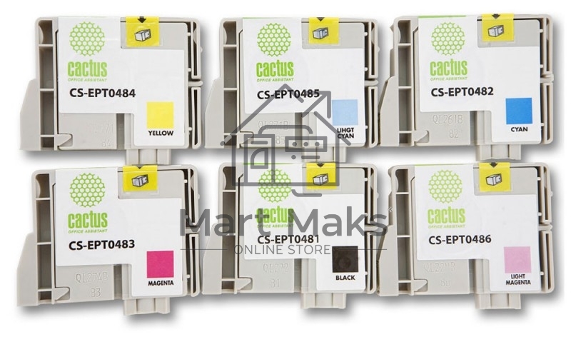 Картридж струйный Cactus CS-EPT0487 многоцветный (88 мл) для Epson Stylus Photo R200/R220/R300/R320/R340/RX500/RX600/RX620/RX640