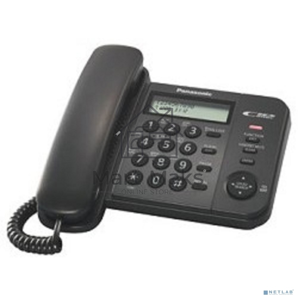 Телефон проводной Panasonic KX-TS2356RUB черный АОН,Caller ID,ЖКД,блокировка набора,выключение микрофона