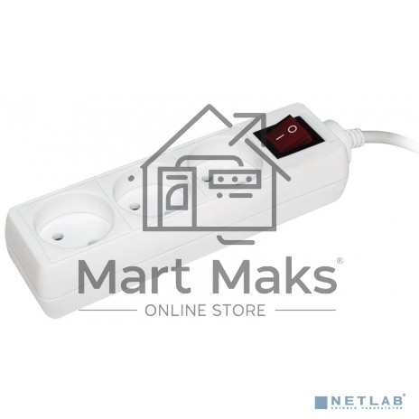 Удлинитель 3х3м без заземл. 10А IP20 УЗК с выкл. ПВС 2х0.75 ИЭК WYP10-06-03-03-K-N