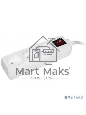 Удлинитель 3х3м без заземл. 10А IP20 УЗК с выкл. ПВС 2х0.75 ИЭК WYP10-06-03-03-K-N