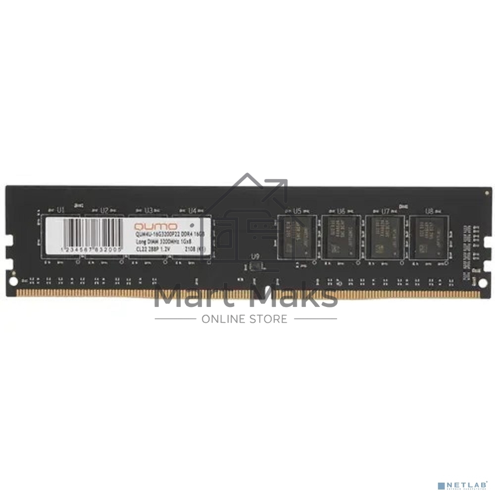 Оперативная память QUMO, DDR4, 16GB (1x16GB), 3200MHz, CL22, DIMM