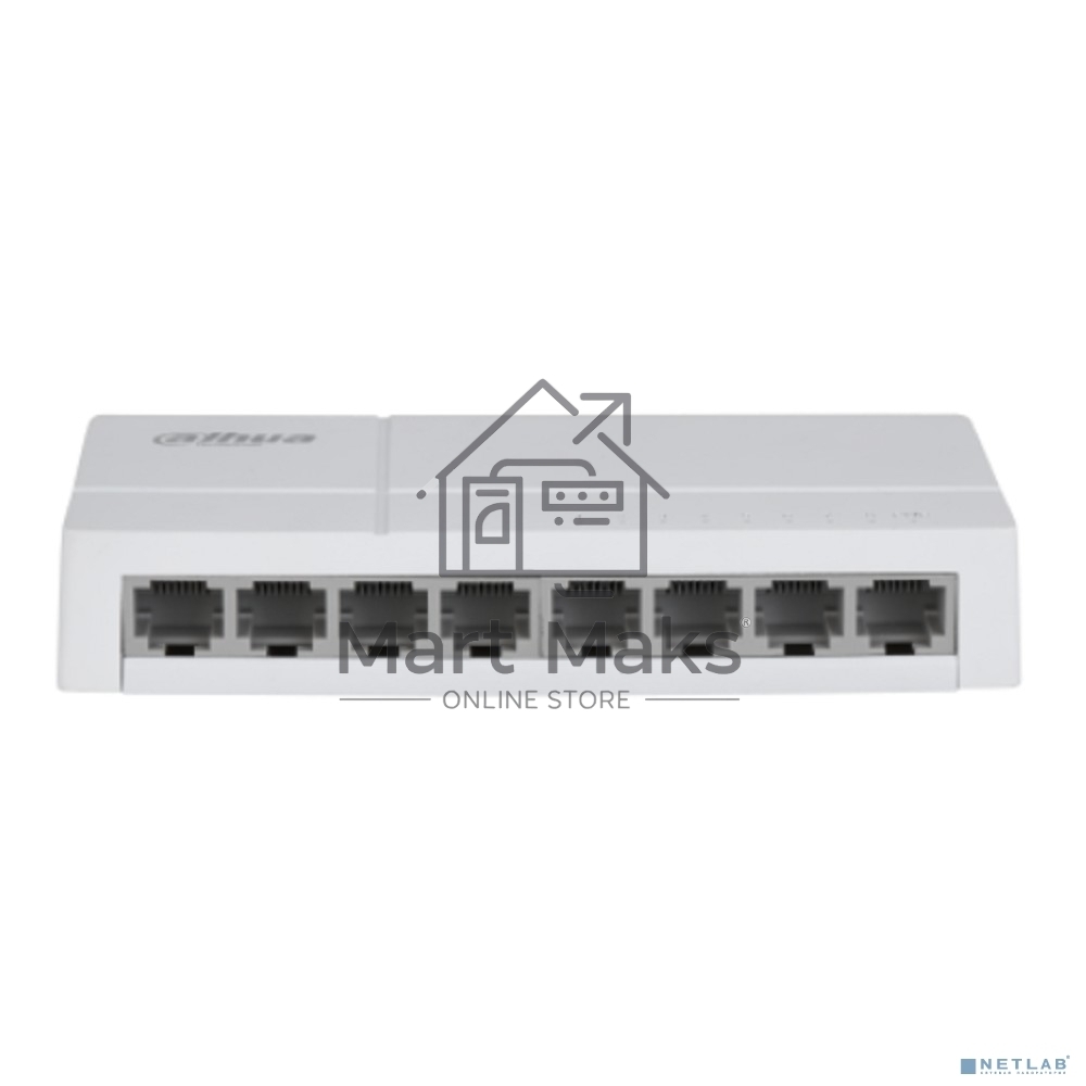 Коммутатор 8-в-1 Dahua DH-SF1008L/8 портов до 100 Мбит.с/коммутация до 1.6 Gbит.с/неуправляемый/Plug & Play/белый (DH-SF1008L)