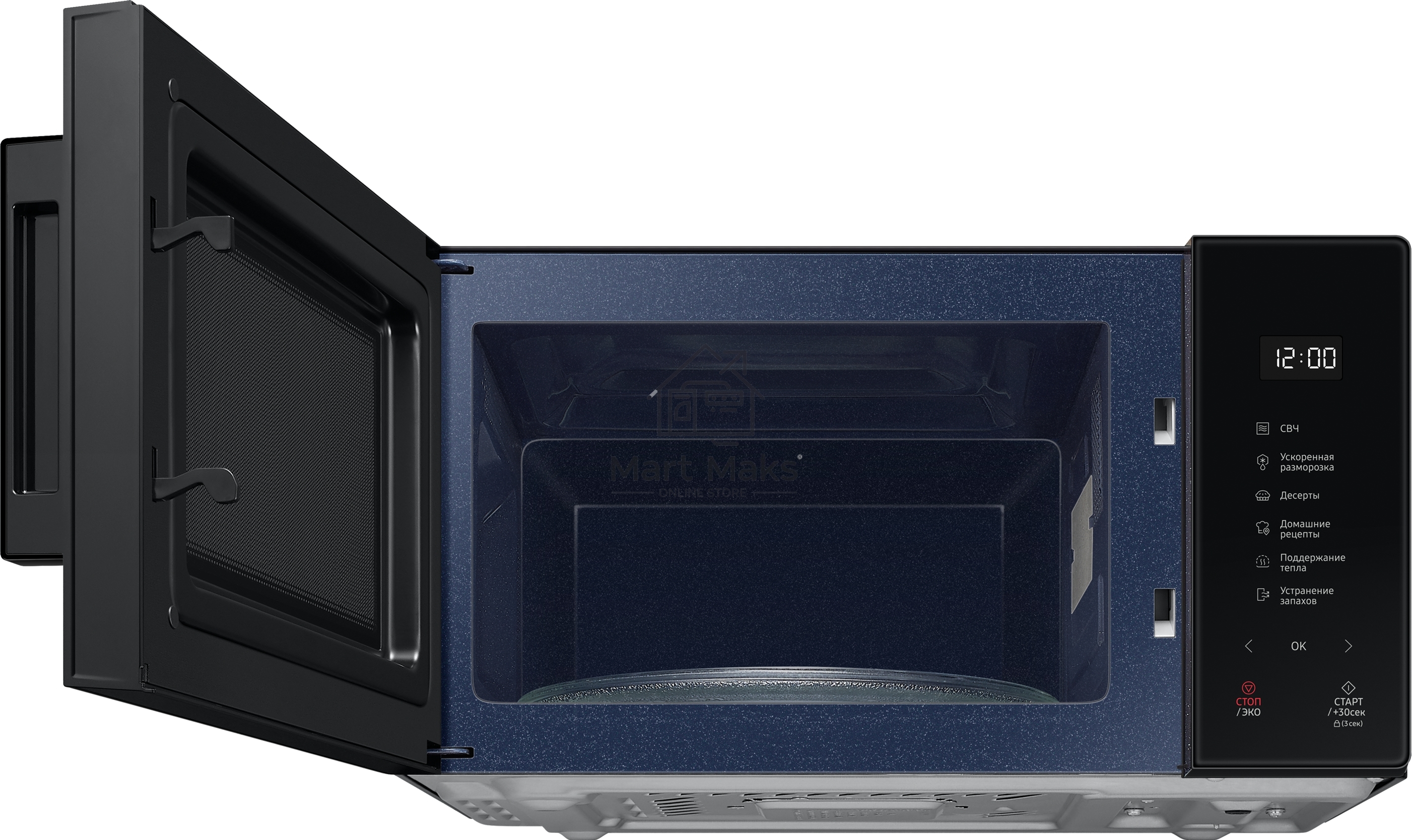 Микроволновая печь Samsung MS23T5018AK/BW черный, 23 л, 800 Вт, переключатели - сенсор