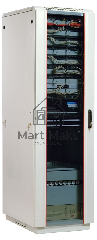 Шкаф коммутационный ЦМО ШТК-М-18.6.6-1ААА 18U 600x600мм пер.дв.стекл задн.дв.стал.лист 2 бок.пан. направл.под закл.гайки 270кг серый