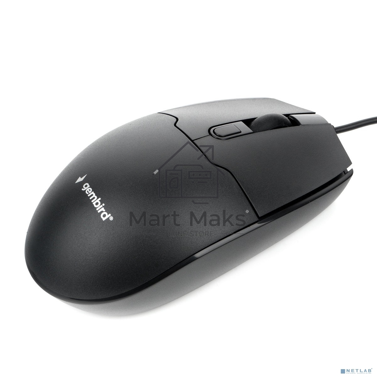 Мышь проводная Gembird MOP-430 черный, 1600 dpi, USB, кнопки - 4