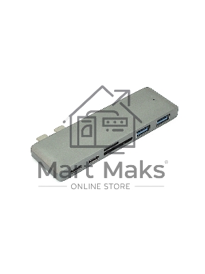 Адаптер сдвоенный Type C на USB 3.0*2 + Type C* 2 + SD/TF для MacBook, серый